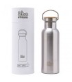 Botella BBO termo reutilizable tapón bambú 500 ml. acero IRISANA